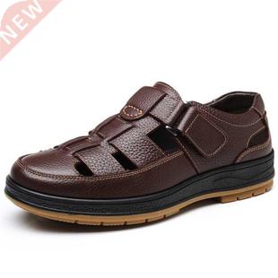 sandaliasHollow Genuine Leather Cas Out Sandals Classic Men