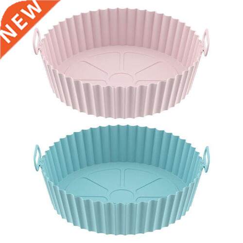 2pcs/set With Handle Air Fryer Silicone Pot Microwave