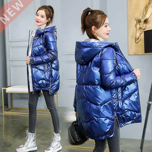 2021 New Winter Jacket Parkas Women Glossy Down Cotton Jacke