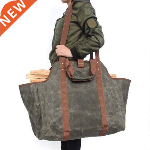 Durable Supersized Canvas Firewood Wood Carrier Bag Log