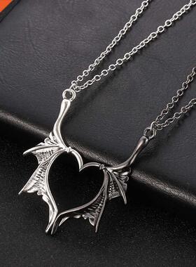 Wing Necklace for Women Men Matching Demon Dragon Wing Love