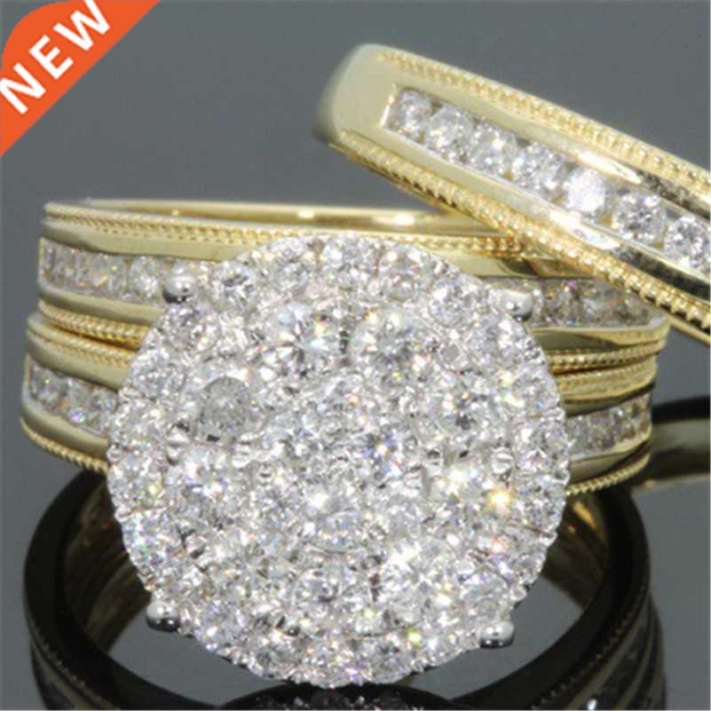 2 Crts Dimond Ring Femle 18k Gold Wedding nillos Bgue