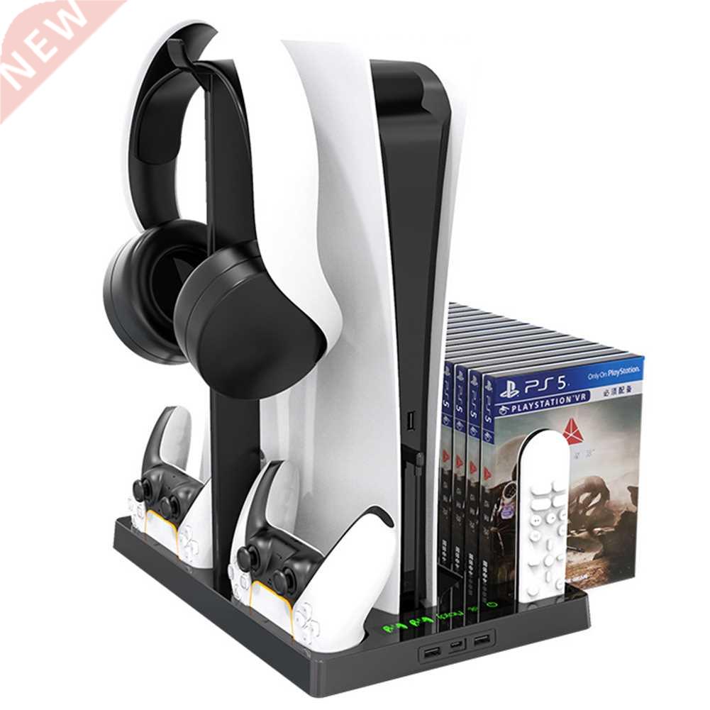 For PS5 Vertical Cooling Fan Stand with 15 Game Slot 3 Hub P
