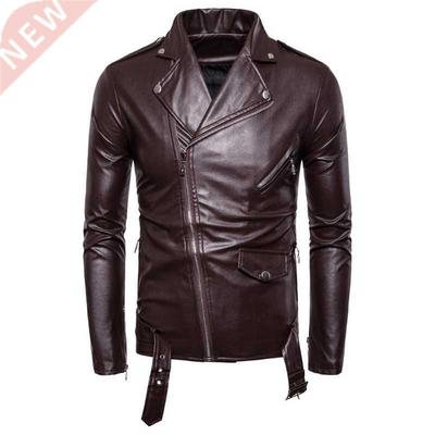PU jacket men's autumn zipper white artificial leather jacke