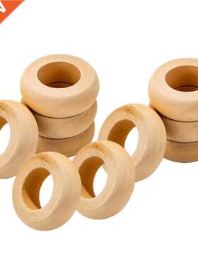 10 Pcs Natural Wooden Serviette Holders Napkin Rings Set
