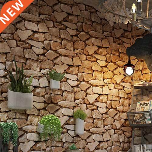 Waterproof Vintage 3D Stone Effect Wallpaper Roll Modern Rus