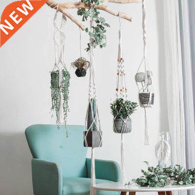 Vintage Macrame Hanging Baskets Cotton Handmade Flowerpot Ne