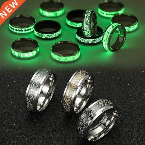Luminous Dragon Ring Black Fashion Man Minimalist Stainless