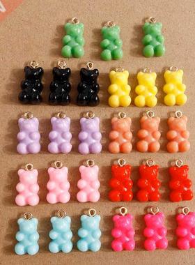 30pcs 11*20mm Candy Colors Cartoon Bear Charms for Cute Drop
