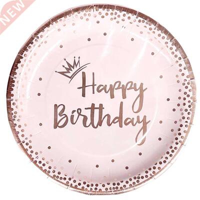 20 Guests Disposable Tableware Party Set Happy Birthday Pink