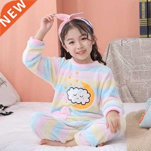 New Flannel Kids Pajamas 2021 Autumn Winter Girl Boy Sleepwe