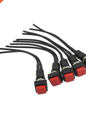 5pcs 10mm Red Square Wired Car Horn Momentary Button Switch