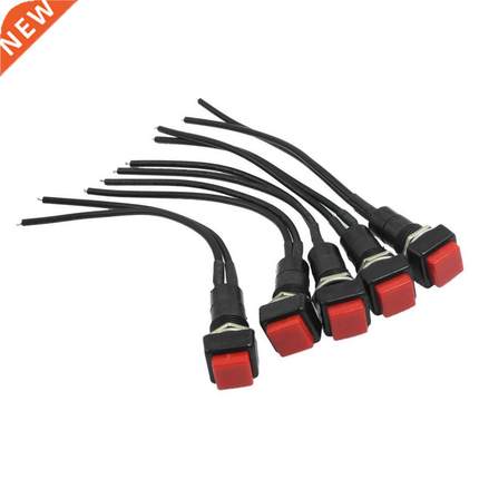 5pcs 10mm Red Square Wired Car Horn Momentary Button Switch