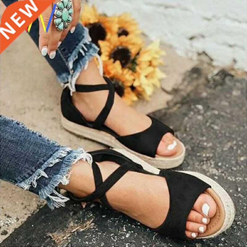 plus size women sandals 2019 summer black Roman flat shoes