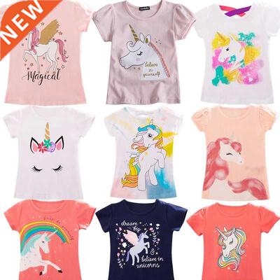 2022 Summer Fashion Unisex Unicorn T-shirt Children Boys Sho