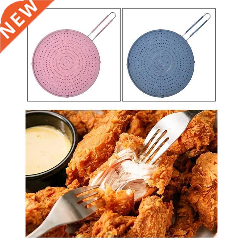 Silicone Splash Screen with Handle Nonstick Oil Pan Lid Non-