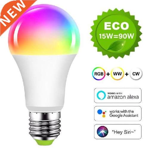 9W WiFi Smart Light Bulb E27 E26 B22 Dimmable RGB+CCT Smart