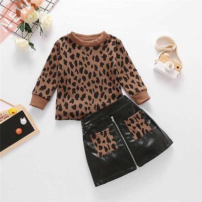 1-5Years Auutmn Toddler Kids Baby Girls Clothes Leopard Prin