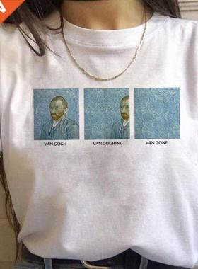 90s Vintage Tshirt Fashion Top Tees Female Vincent Van Gogh
