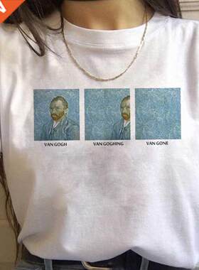 90s Vintage Tshirt Fashion Top Tees Female Vincent Van Gogh