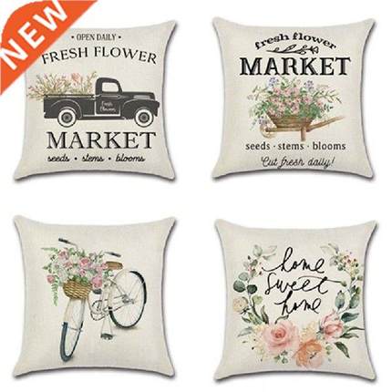 1pcs Flower bicycle truck spring farm theme 45*45cm Cushion