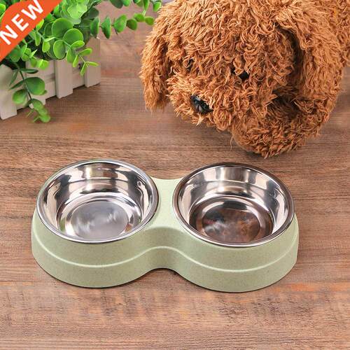 Stainless Steel Double Pet Bowls Food Water Feeder for Dog P