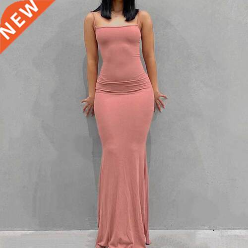 Satin Slip Sleeveless Backless Maxi Dress Women 2022 Y2k Sum