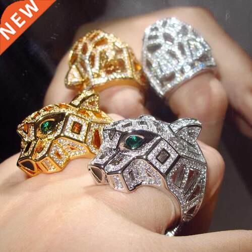Womn or Mens's Punk Big Leoprd Rings pved  Cubic Zirco