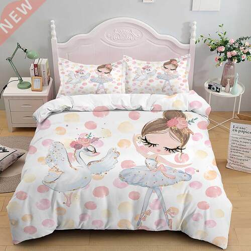 Cartoon Ballet Dancing Girl Duvet Cover Set Princess Style T