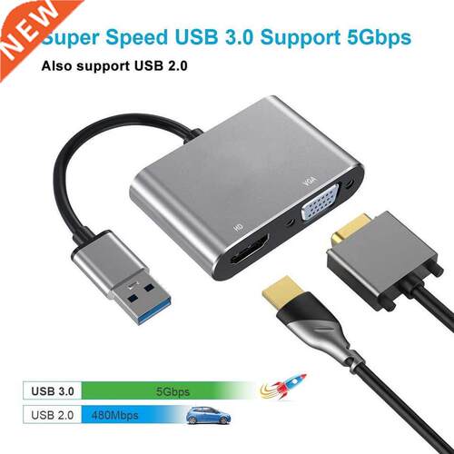 High Quality USB 3.0 to HDMI VGA Adapter Dual Display USB t