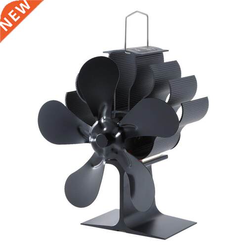 New Black Fireplace Fan 5 Blade Heat Powered Stove Fan Log