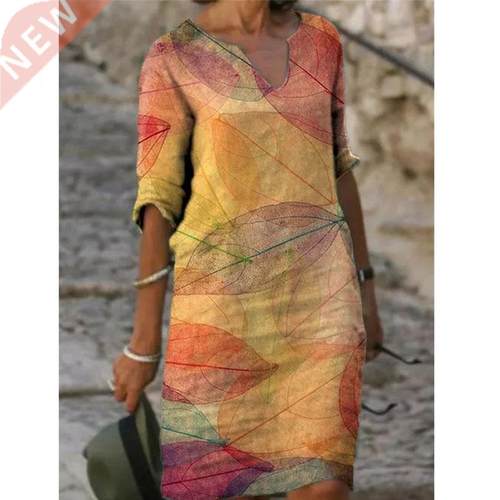 2021 Printed Loose Satin Night Dress Women's Fashion Casual