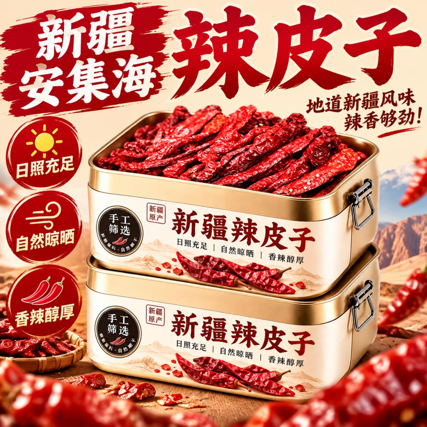 新疆特产辣皮子官方旗舰店正宗拌面安集海辣椒干线椒烘焙香辣调料