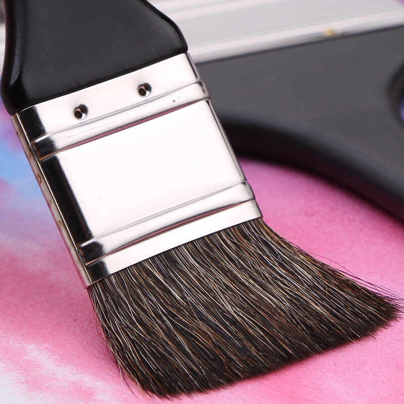 韩国进口hwahong华虹油画刷子112长杆黑牛耳毛排刷 板刷水彩画