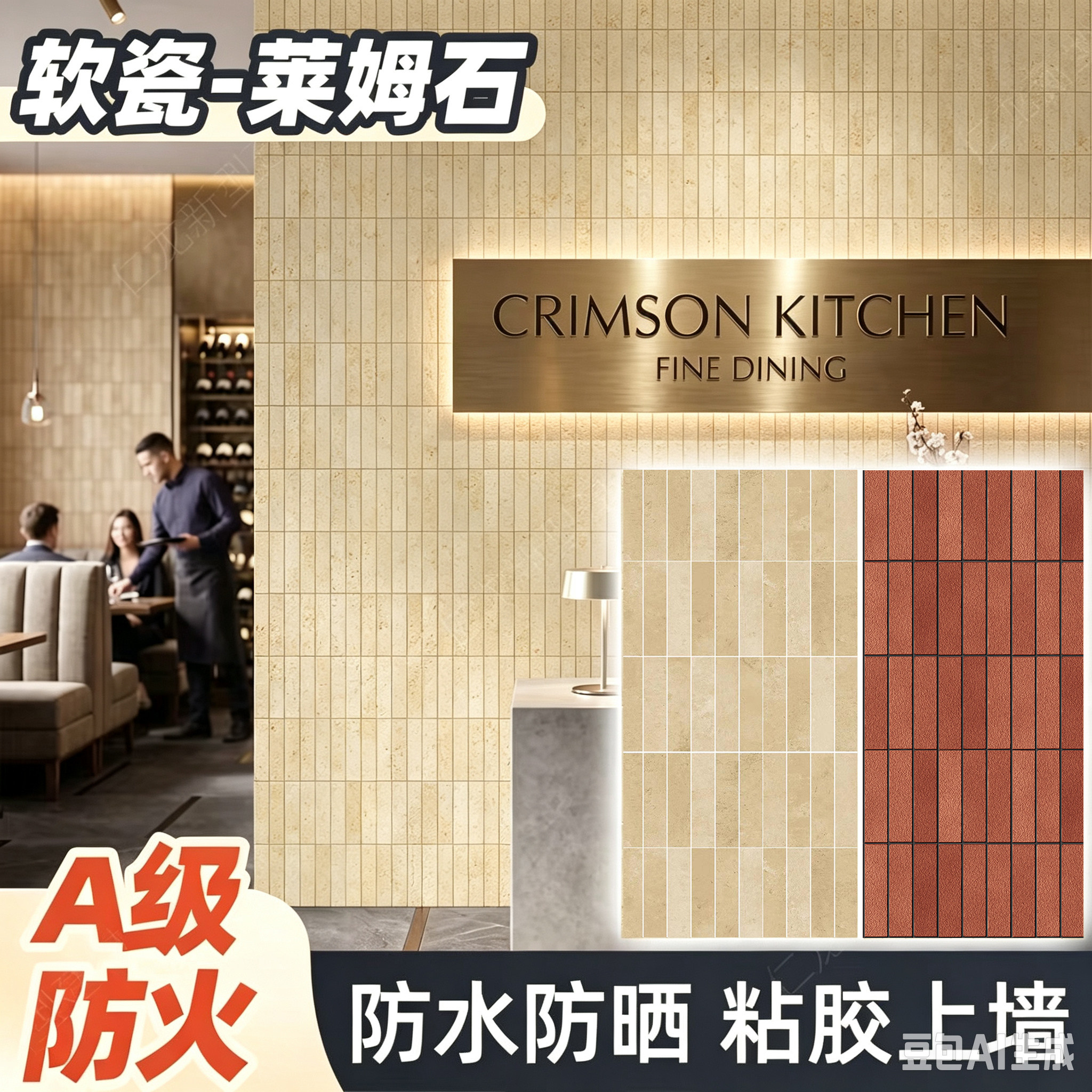 软瓷莱姆石仿红砖纹洞石文化石柔性仿瓷砖超薄仿古砖仿天然饰面板