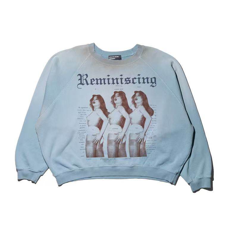 thumbnail for [GOTA of the Year] ERD limited singer childhood memoirs haze blue washed print raglan sleeve sweatshirt