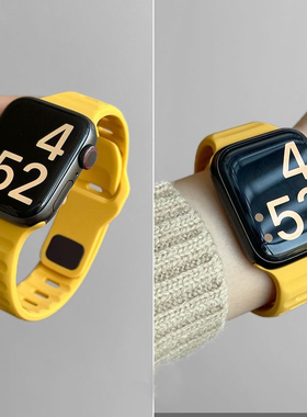 新款荧光绿硅胶iwatch11表带s8910适用苹果applewatch女765运动男