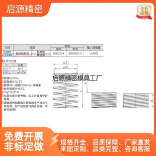 黄色矩形弹簧怡和达极轻载荷YSWF/J-YSWF-D6/8/10/12/14/16/20-L