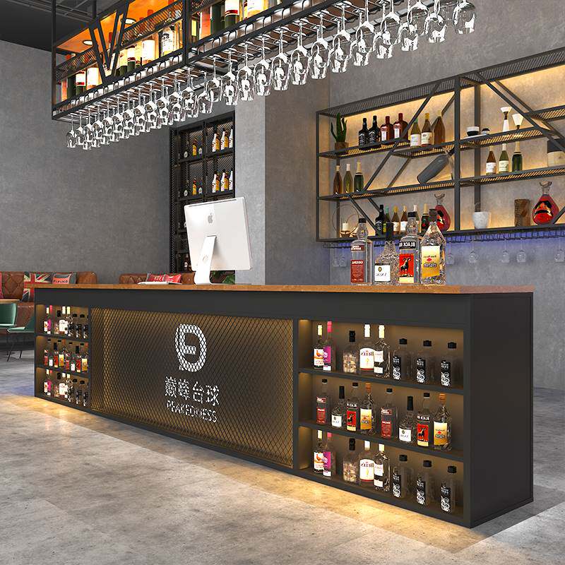 酒吧吧台烧烤店餐厅工业风铁艺收银台商用台球俱乐部酒馆转角柜台