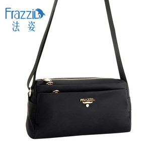法姿斜挎包包女2024新品轻便帆布单肩小包黑色百搭妈妈时尚休闲包