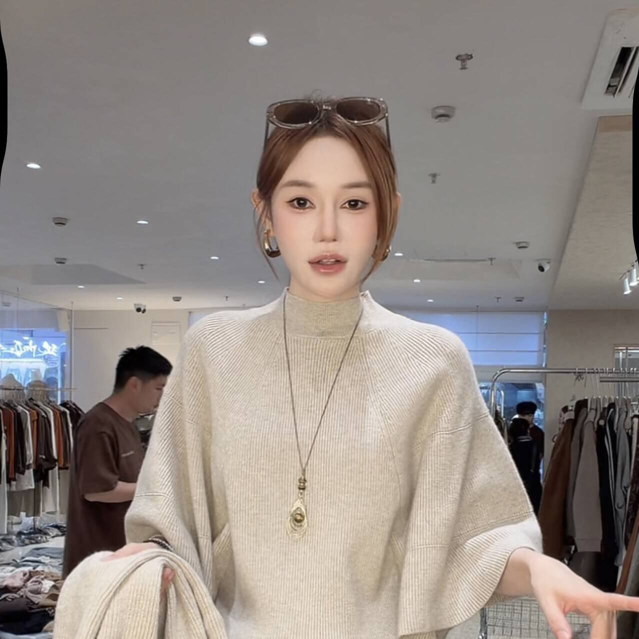 2026轻奢风小个子可拆卸袖子女士秋季高领显瘦气质百搭斗篷针织衫