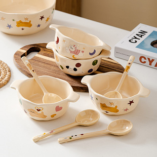 陶瓷饭碗个人专用餐具家用米饭碗高颜值卡通儿童酸奶碗 2025新款