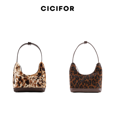 CICIFOR2025新款复古豹纹腋下托特包女新款毛呢马毛奶牛纹