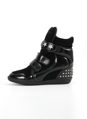 noEmosen(noE) N02 漆皮复古铆钉原创休闲厚底内增高坡跟运动板鞋