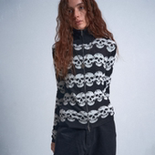 开衫 外套 noE 黑白骷条纹提花毛织双拉链修身 mosen