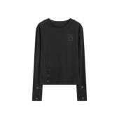 印花假两件正肩收腰街头长袖 mosen 十字棺 微透雪花棉