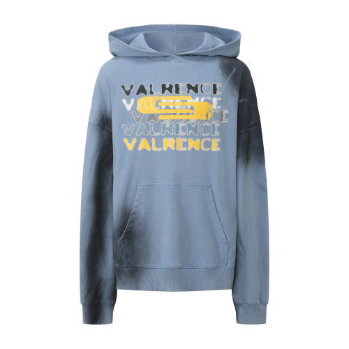 VANN VALRENCE水洗喷色连帽卫衣男女叠印字母做旧渐变套头外套