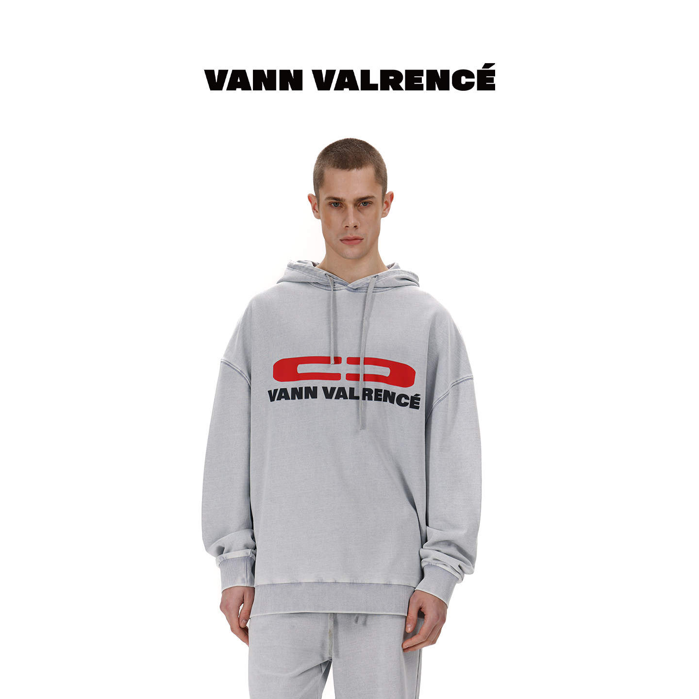 VANN VALRENCE春秋个性印花纯棉连帽卫衣 男女做旧水洗全棉上衣