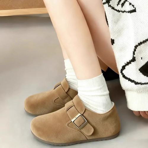 2025新款女鞋全包勃肯鞋高加绒毛毛懒人鞋保暖秋冬豆豆鞋子yj