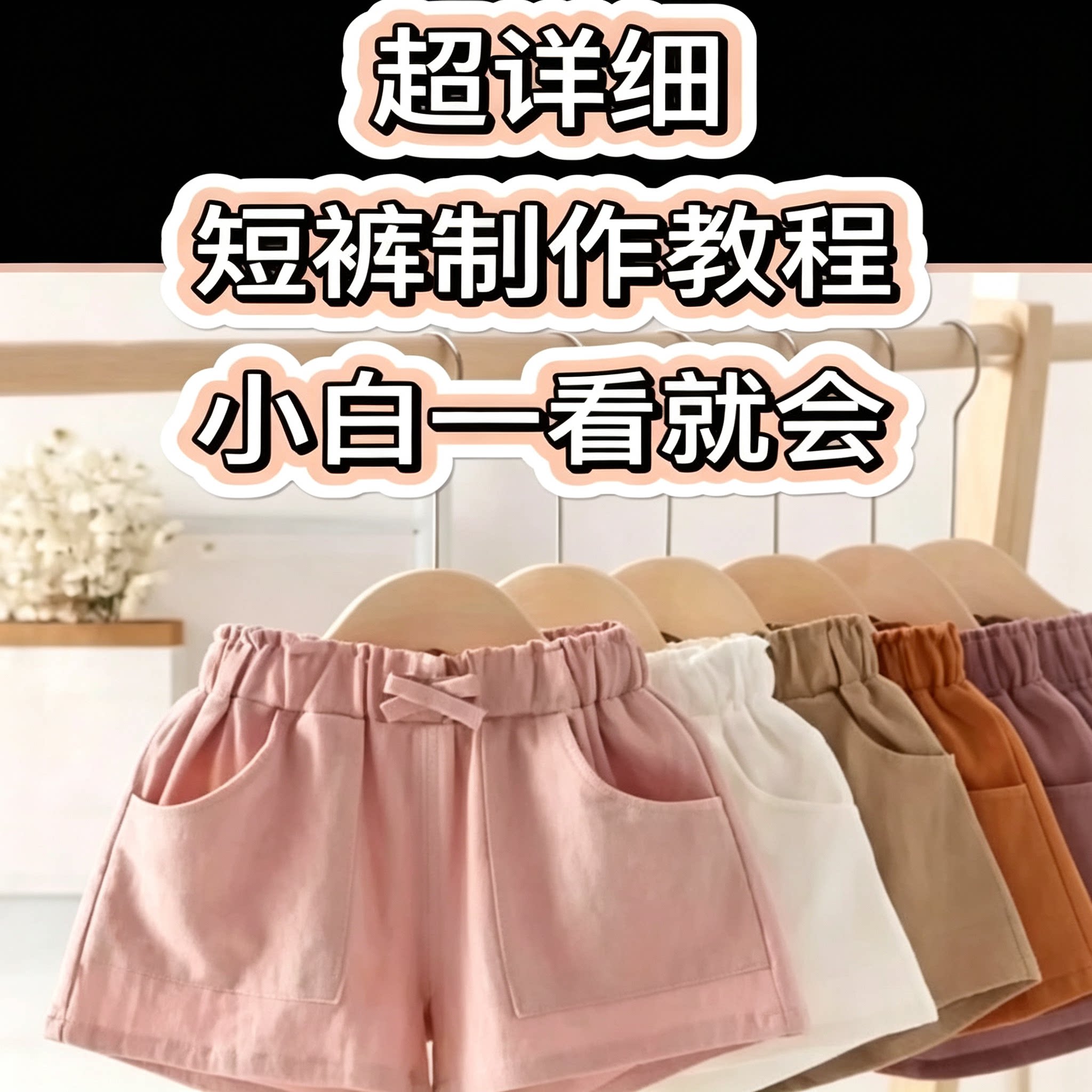 短裤制作教程零基础短裤打版裁剪缝纫步骤教学资料